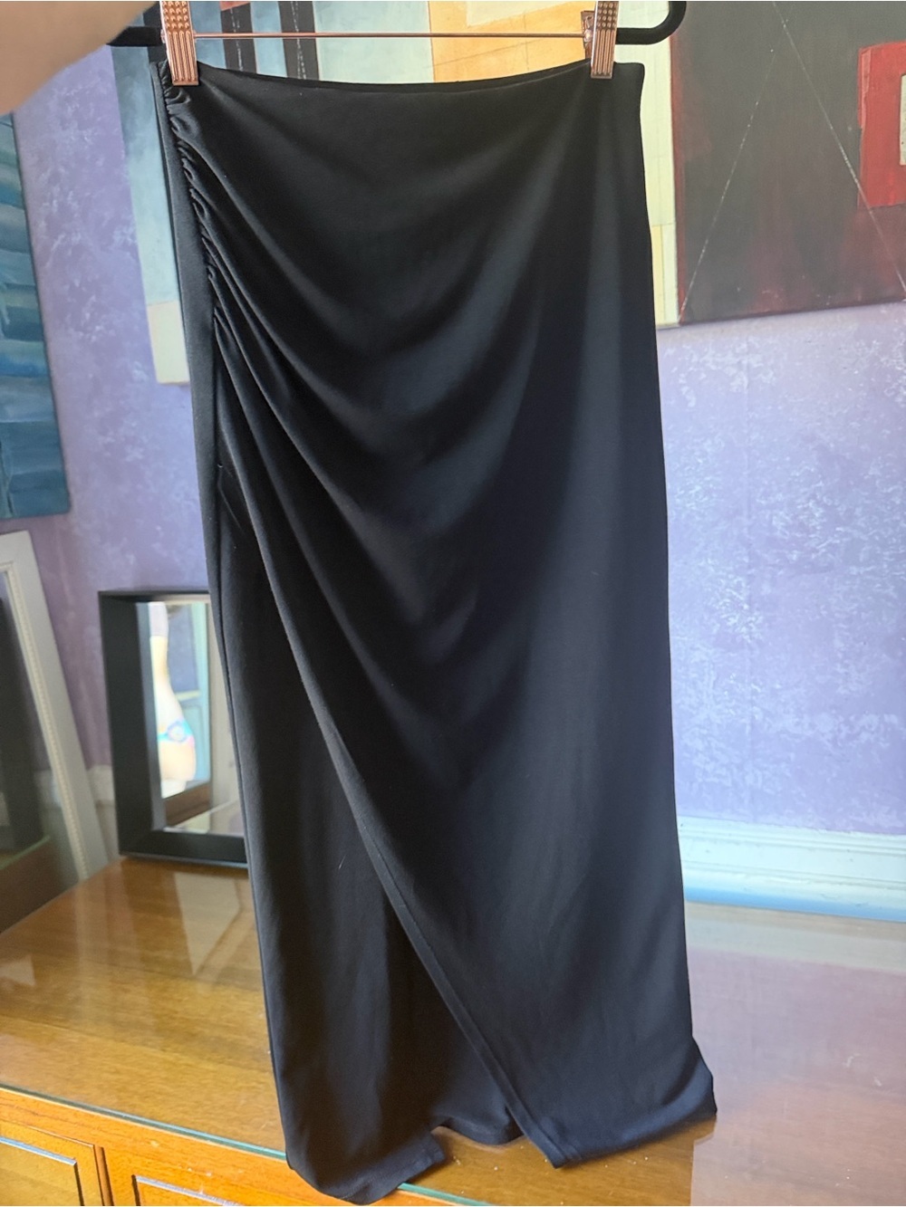 Alice + Olivia SZ XS/S Black Faux Wraparound Pencil Skirt with Slit